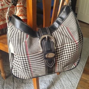 Chaps Black Brown Tan Red stripe hounds tooth pattern GUC